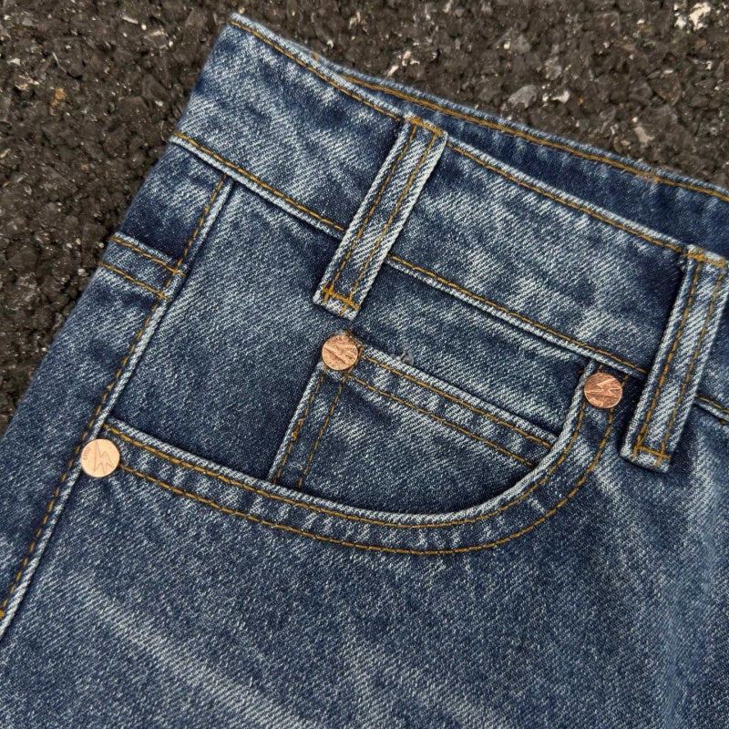 Lightning Pattern Jeans High-quality high-street pure cotton trousers