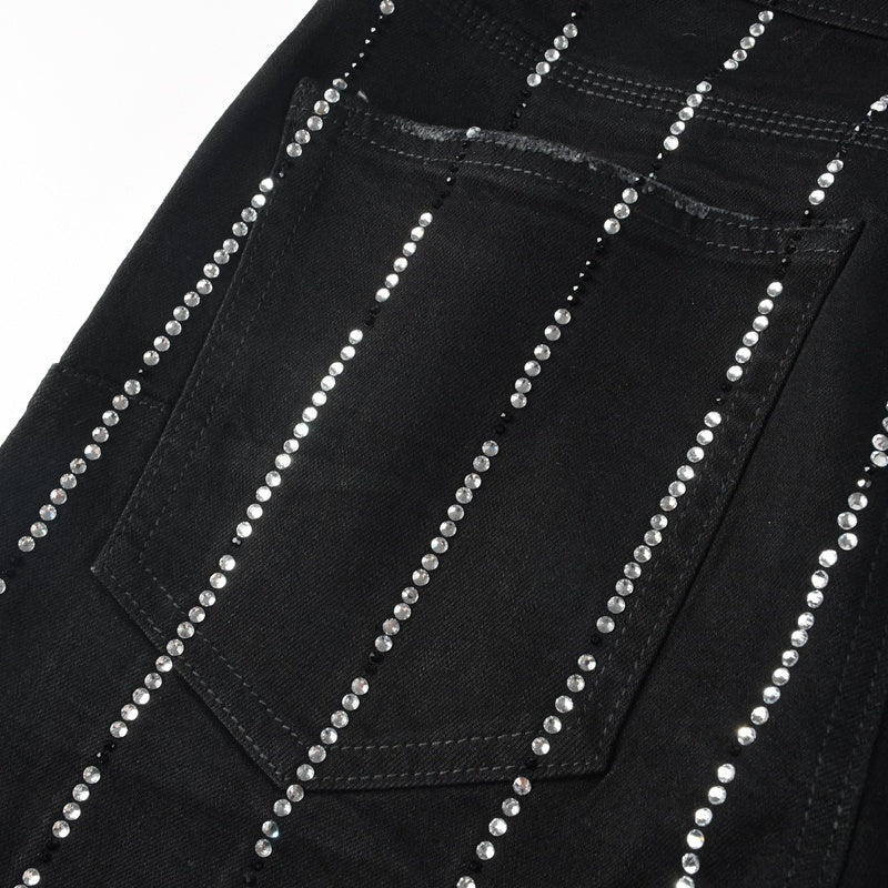 Purple brand Jeans High-quality pure cotton streetwear trousers Rhinestone