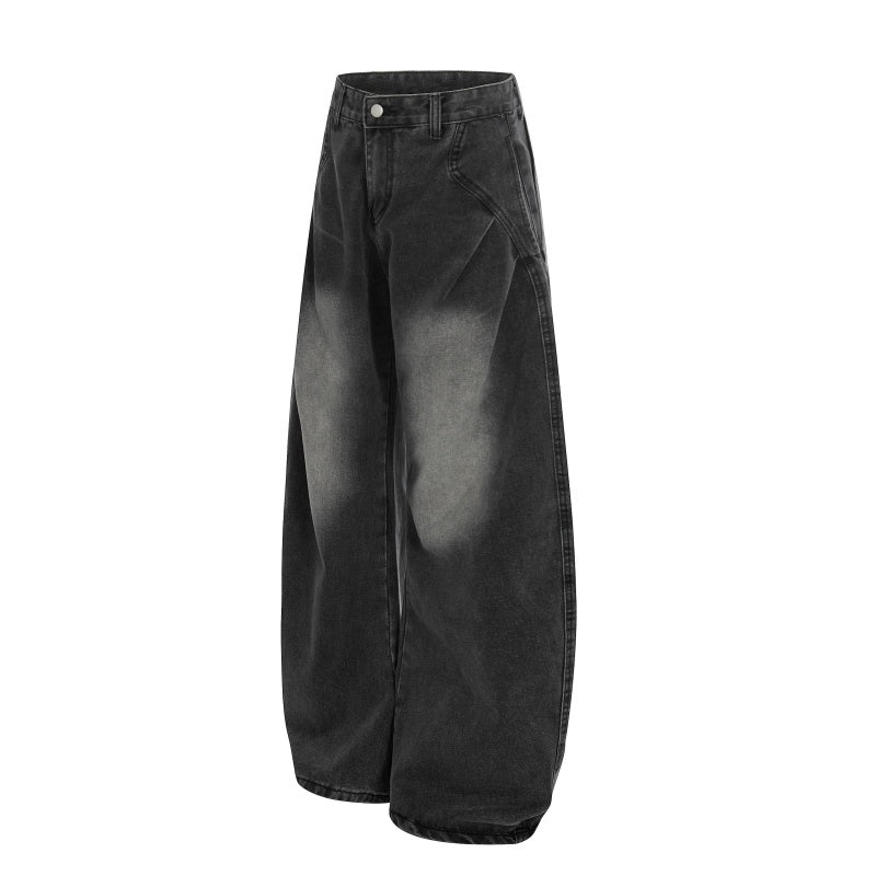 American-style streetwear harem pants Pleated Front Relaxed Curved Denim