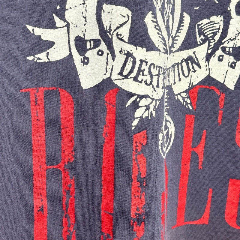 Unisex Vintage T Shirts Guns N' Roses x Harley-Davidson Limited Collaboration: Graphite Blue Short-Sleeve T-Shirt. Features a washed, distressed finish with "whiskering" effects and premium American-style plastisol screen printing. High-quality textu