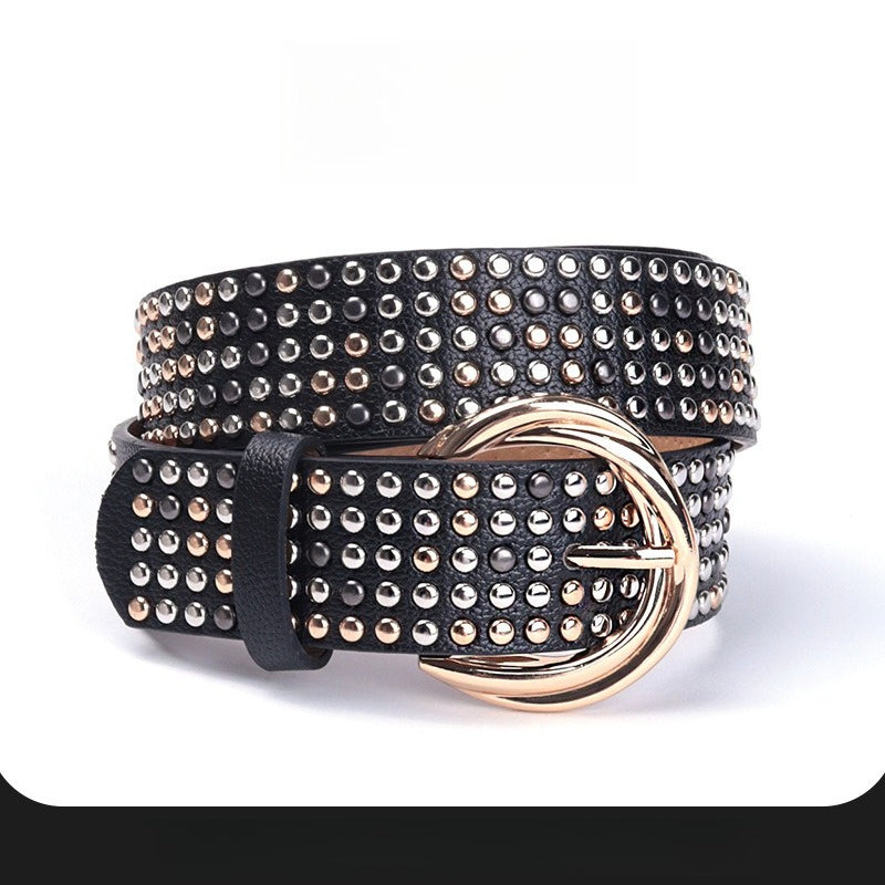 Hip-hop punk rhinestone belt retro wide version