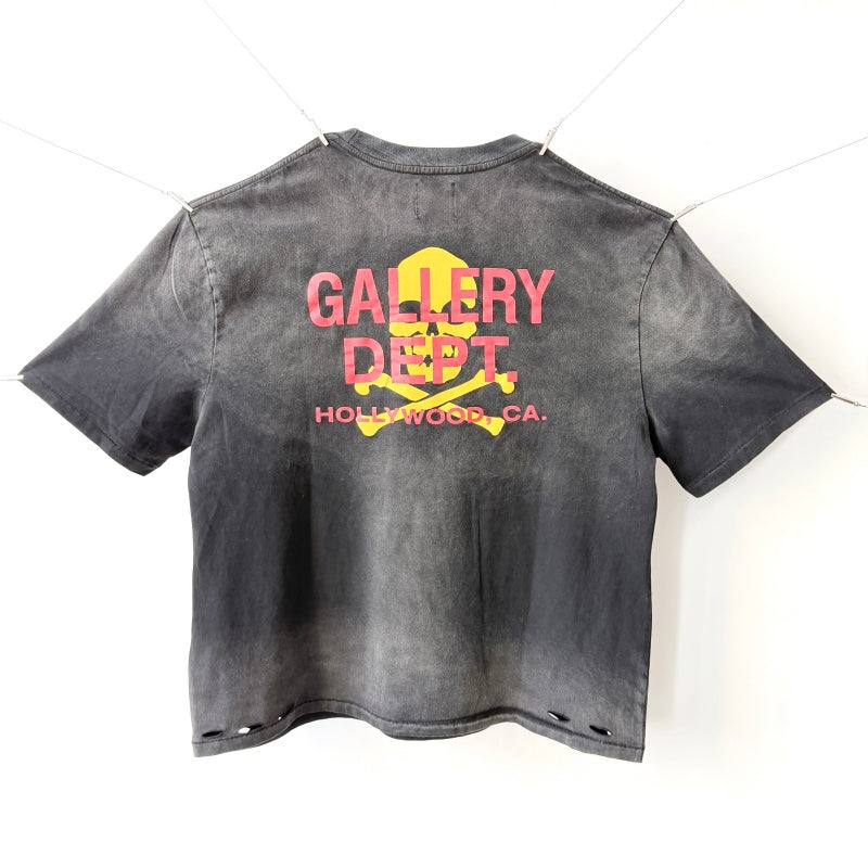 Unisex Vintage T Shirts GALLERY DEPT. 26SS "Hollywood Exclusive" Street-Style T-Shirt: Multi-zone garment spray-distressing, hand-distressed hem, enzyme-stone wash finish, and vintage-style top-and-bottom blind stitching.