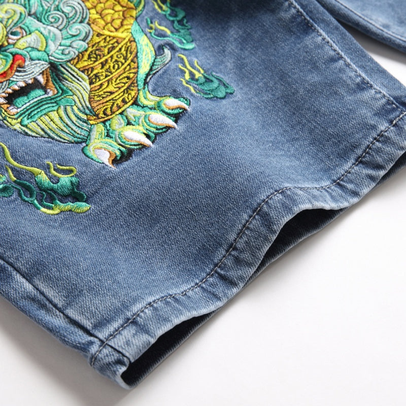 Denim shorts High-quality trendy casual pure cotton Non-stretch plus-size men's clothing