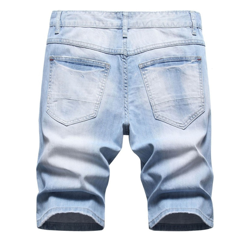 Denim shorts High-quality trendy casual pure cotton Non-stretch plus-size men's clothing