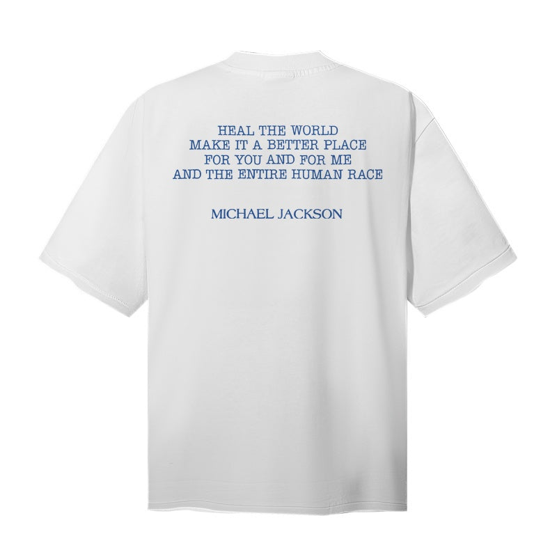 Saint Michael T Shirts White Base Heal The World Environmental Theme Streetwear Artwork